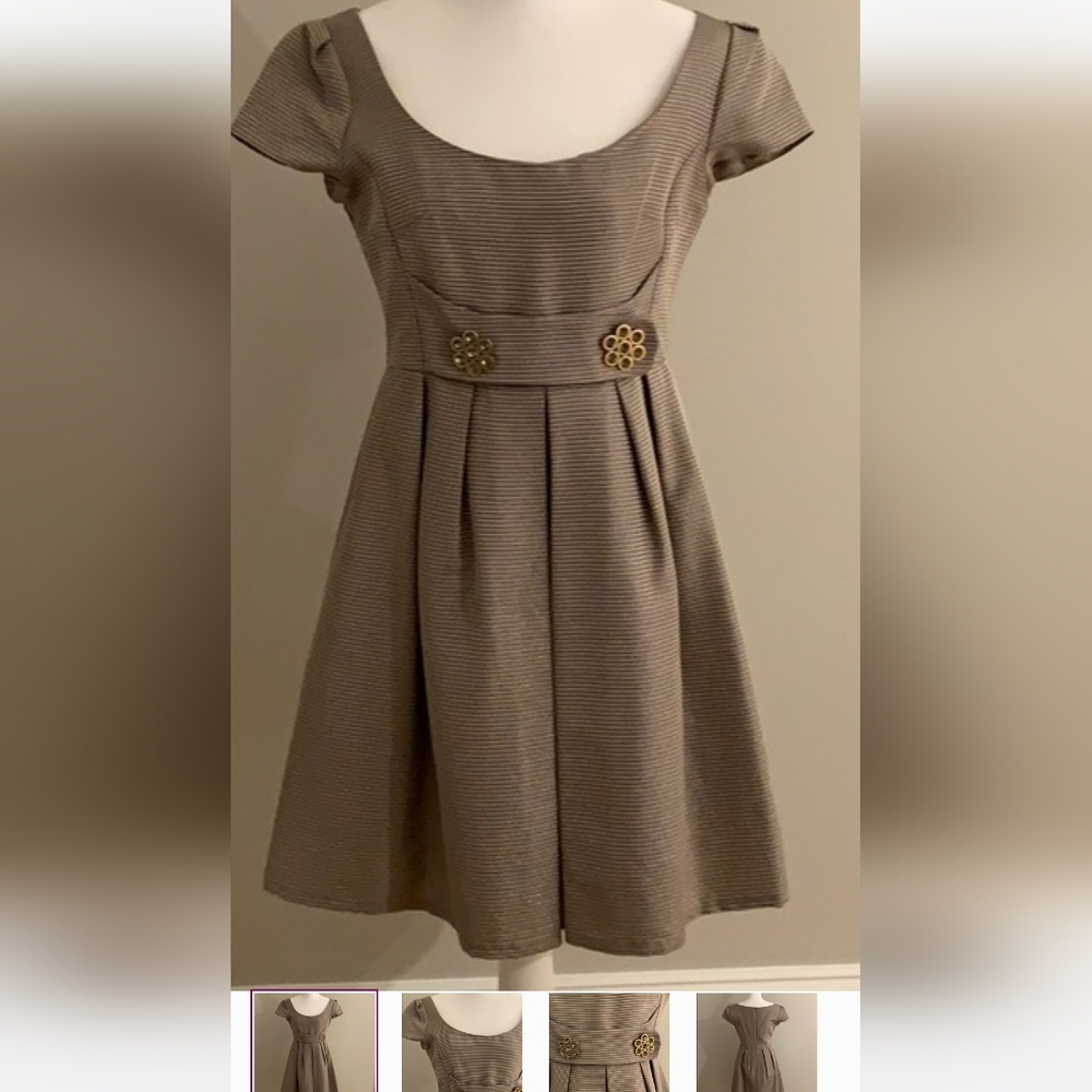 Nanette Lepore Taupe Mini Dress with Floral Accents